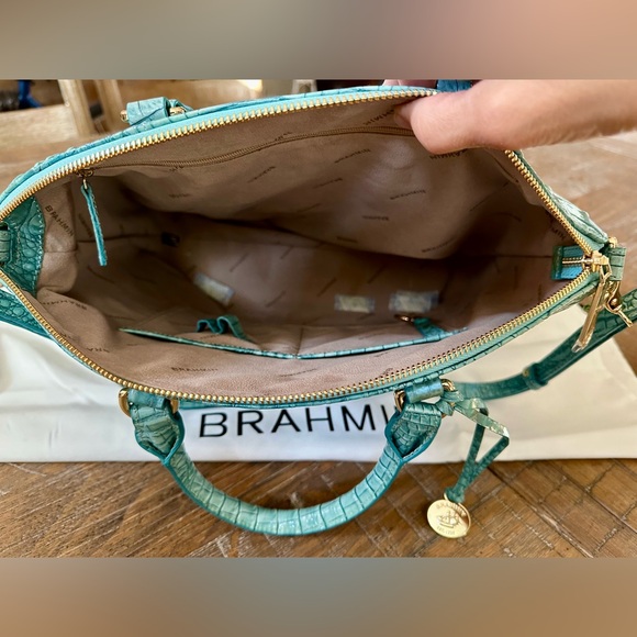 Black Friday Special Today Only $200! NEW Large Teal Satchel Brahmin Leather Bag - Picture 6 of 15